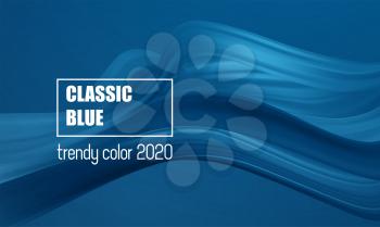 Classic Blue - Color of the Year 2020. Fashion color trend. Abstract flow form