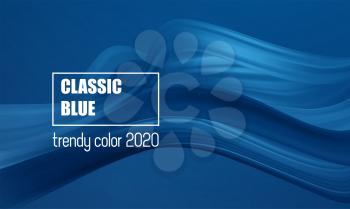 Classic Blue Color. Fashion color. Abstract flow form