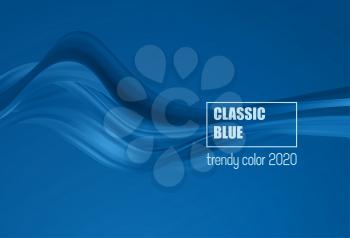 Classic Blue - Color of the Year 2020. Fashion color trend. Abstract flow form