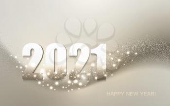 2021 New year with Abstract shiny color gold light design element on dark background. For Calendar, poster design