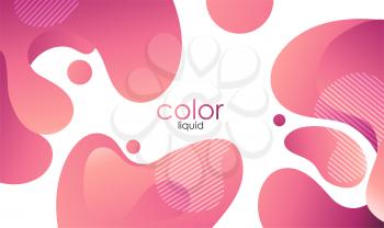 Pink liquid organic shape. Moving colorful abstract background. Dynamic Effect. Vector Illustration. Design Template for poster and cover.