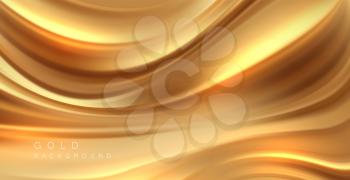 Beautiful Gold Satin. Elegant Drapery Background. Vector Illustration