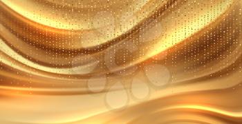 Beautiful Gold Satin. Drapery Background.with gold glitter Vector Illustration