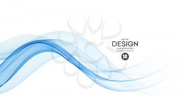 Vector blue color abstract wave design element. Abstract background, blue color flow waved lines for brochure, website, flyer design. Transparent smooth wave.