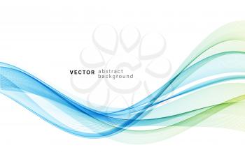 Vector blue and green color abstract wave design element. Abstract background, blue color flow waved lines for brochure, website, flyer design. Transparent smooth wave.