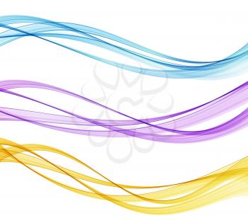 Vector Set of blue, purple and yellow color abstract wave design element. Abstract background, blue color flow waved lines for brochure, website, flyer design. Transparent smooth wave.