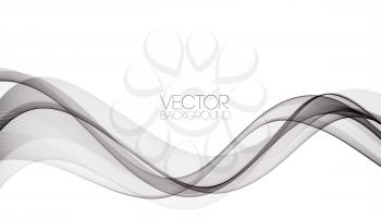 Abstract smooth gray wave vector. Curve flow grey motion illustration. Gray smoke wavy lines for website, brochure, banner design