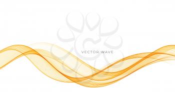 Vector abstract elegant colorful flowing orange wave lines isolated on white background. Design element for wedding invitation, greeting card