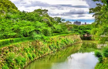 Moat at Himeji Castle in the Kansai region of Japan