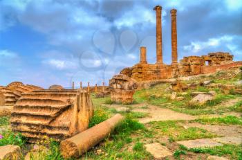 Timgad, ruins of a Roman-Berber city, UNESCO heritage in Algeria.