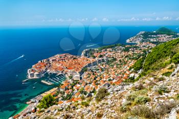 Aerial view of Dubrovnik, a prominent tourist destination on the Adriatic Sea in Croatia