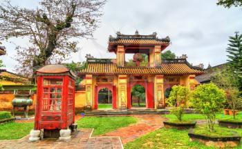 Ancient gate at the Forbidden City in Hue. UNESCO world heritage in Vietnam