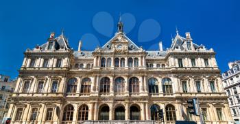 The Palais de la Bourse or Palais du Commerce, a historic monument in Lyon, France