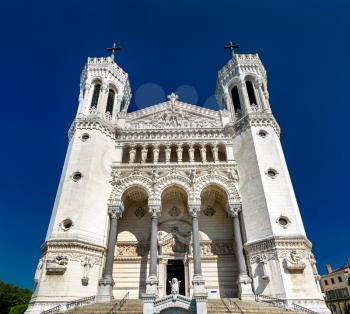 The Basilica of Notre Dame de Fourviere in Lyon - Auvergne-Rhone-Alpes, France