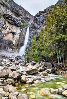 Lower Yosemite Fall and Yosemite Creek in Yosemite National Park - California, United States