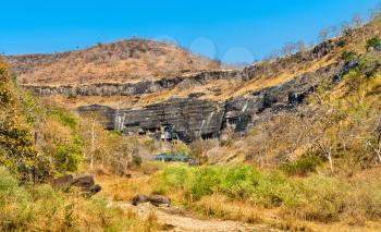The Waghur River at the Ajanta Caves in a dry season. Maharashtra State of India