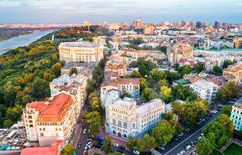 Aerial view of the historic centre of Kiev, the capital of Ukraine