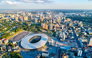 Aerial view of the Olympic Stadium in Kiev downtown - Ukraine