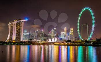 View of Marina Bay at night in Singapore