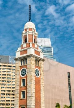 Former Kowloon-Canton Railway Clock Tower in Hong Kong, China