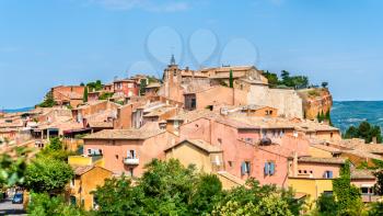 View of Roussillon, a famous town in Vaucluse - Provence, France