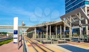 Air conditioned tram station with safety screen doors in Dubai