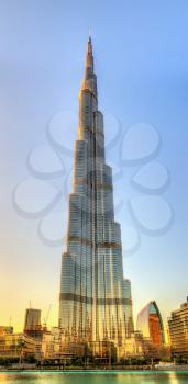 View of Burj Khalifa tower in Dubai on January 1, 2016. Burj Khalifa is the tallest structure in the world (828 m)