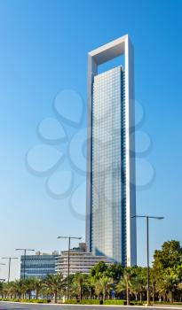 ADNOC Headquarters skyscraper in Abu Dhabi on December 29, 2015. The tower 342 meters tall was completed in 2014