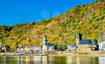 The Protestant and St. Johannes churches in Sankt Goarshausen - the Middle Rhine Valley, Germany
