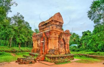Ruins of a Hindu temple at My Son Sanctuary. UNESCO world heritage in Vietnam