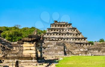 Pyramid of the Niches at El Tajin archeological site, UNESCO world heritage in Mexico