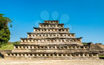 Pyramid of the Niches at El Tajin archeological site, UNESCO world heritage in Mexico