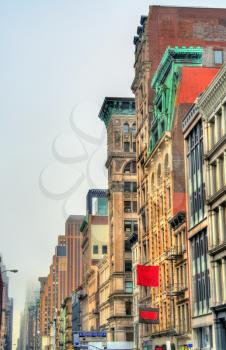Old buildings on Broadway in New York City, USA