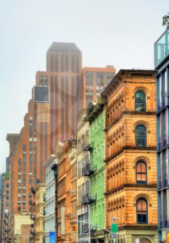 Old buildings on Broadway in New York City, USA
