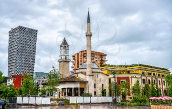 The Et'hem Bey Mosque at the Skanderbeg Square in Tirana, Albania
