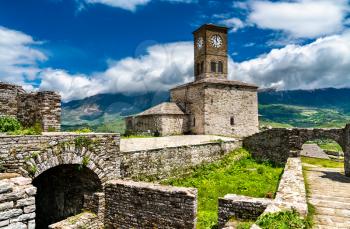 Clock Tower at the Castle of Gjirokaster. UNESCO world heritage in Albania