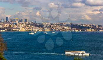 Vew of the Bosphorus strait in Istanbul - Turkey