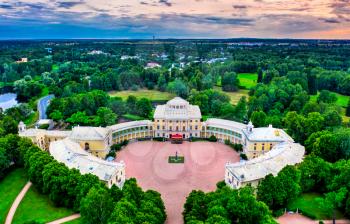 Aerial view of Pavlovsk Palace in St. Petersburg, Russia