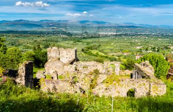 Ruins of the medieval Byzantine fortified town of Mystras. UNESCO world heritage in Greece
