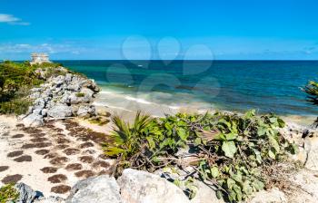 Mayan ruins at the Caribbean Seaside at Tulum in the Quintana Roo State of Mexico