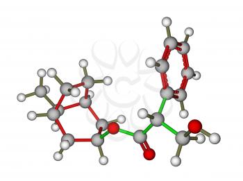 Atropine balls and sticks model isolated on a white background