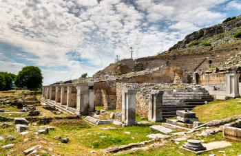 Amphitheatre at the ancient city of Philippi. UNESCO world heritage in Macedonia, Greece