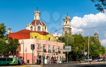 View of the San Juan de Dios Church in Mexico City