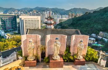 Hong Kong, China - December 27, 2017: View of Statues at Po Fook Hill Columbarium at Sha Tin