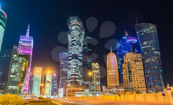 Buildings in the downtown of Doha, the capital of Qatar. The Middle East