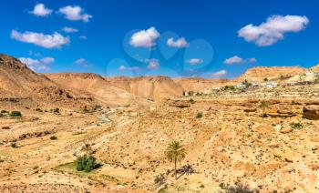 Arid landscape near Chenini in Tataouine Governorate, South Tunisia