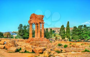 The Temple of Castor and Pollux at the Valley of the Temples in Agrigento - Sicily, southern Italy