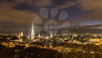 Night view of Zurich city center - Switzerland