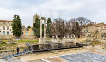 Ruins of roman theatre in Arles - UNESCO heritage site in France