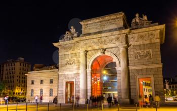 View of Porta Garibaldi arch in Milan, Italy